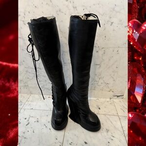 John Fluevog *Grand National* 9 Tall cloven hoof platform boots! Cult! Goth!